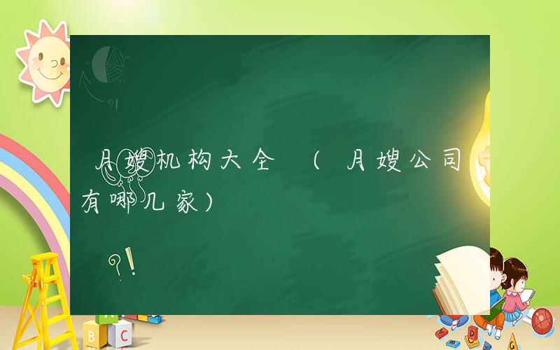 月嫂机构大全 (月嫂公司有哪几家)